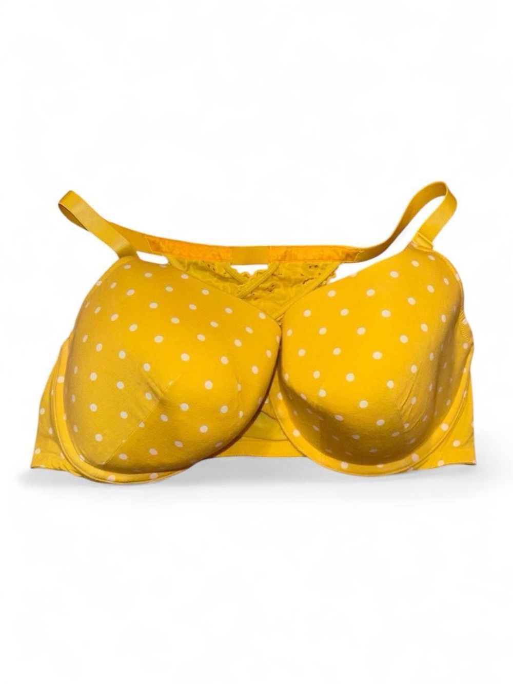 Cacique 40DDD Bra Yellow Polka Dot Lightly Lined T-Shirt Lane Bryant